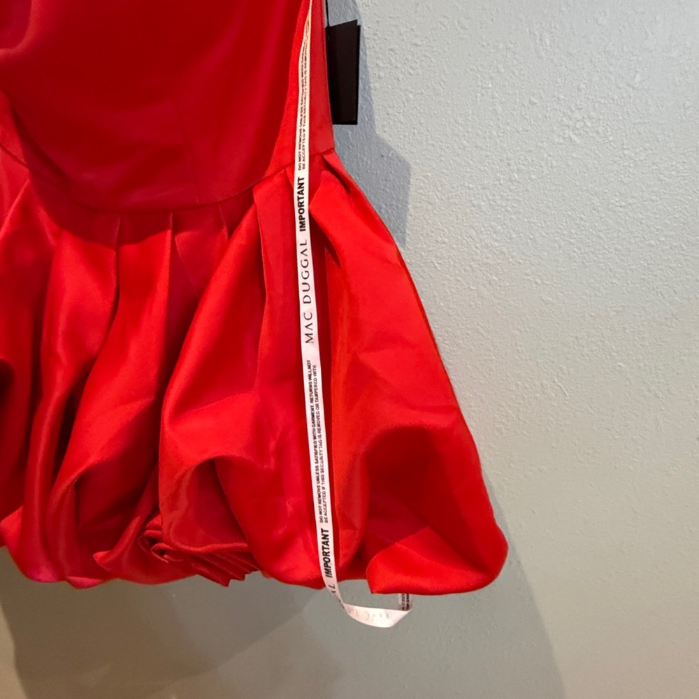 Mac Duggal Red Strapless Mini Dress With Rose Ruffle Detail NWT 20705 - Picture 13 of 16